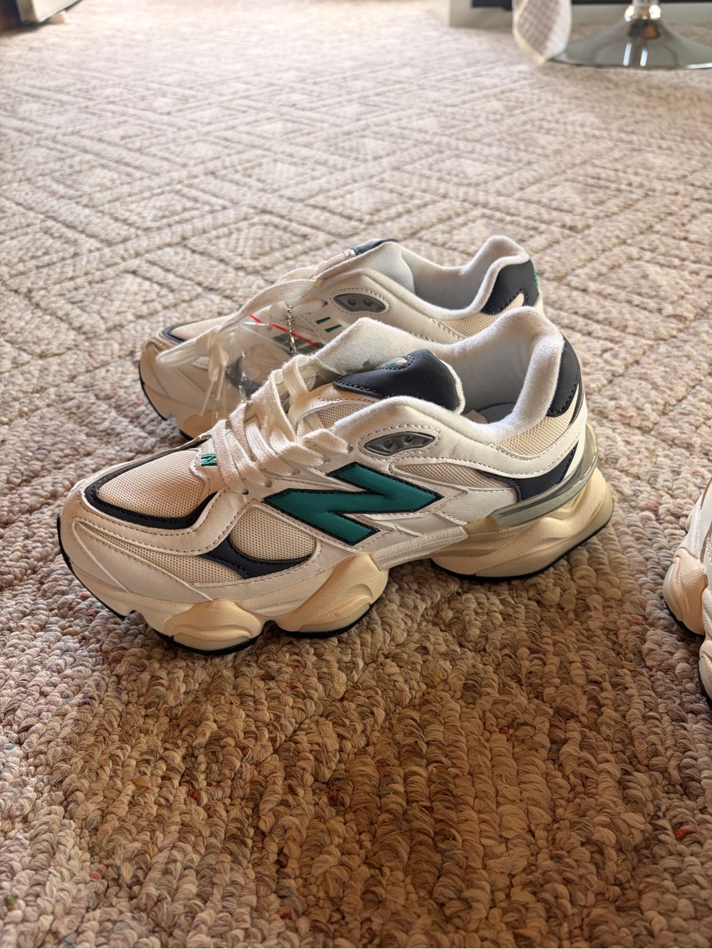 New Balance White Sneakers with Teal and Navy Accents